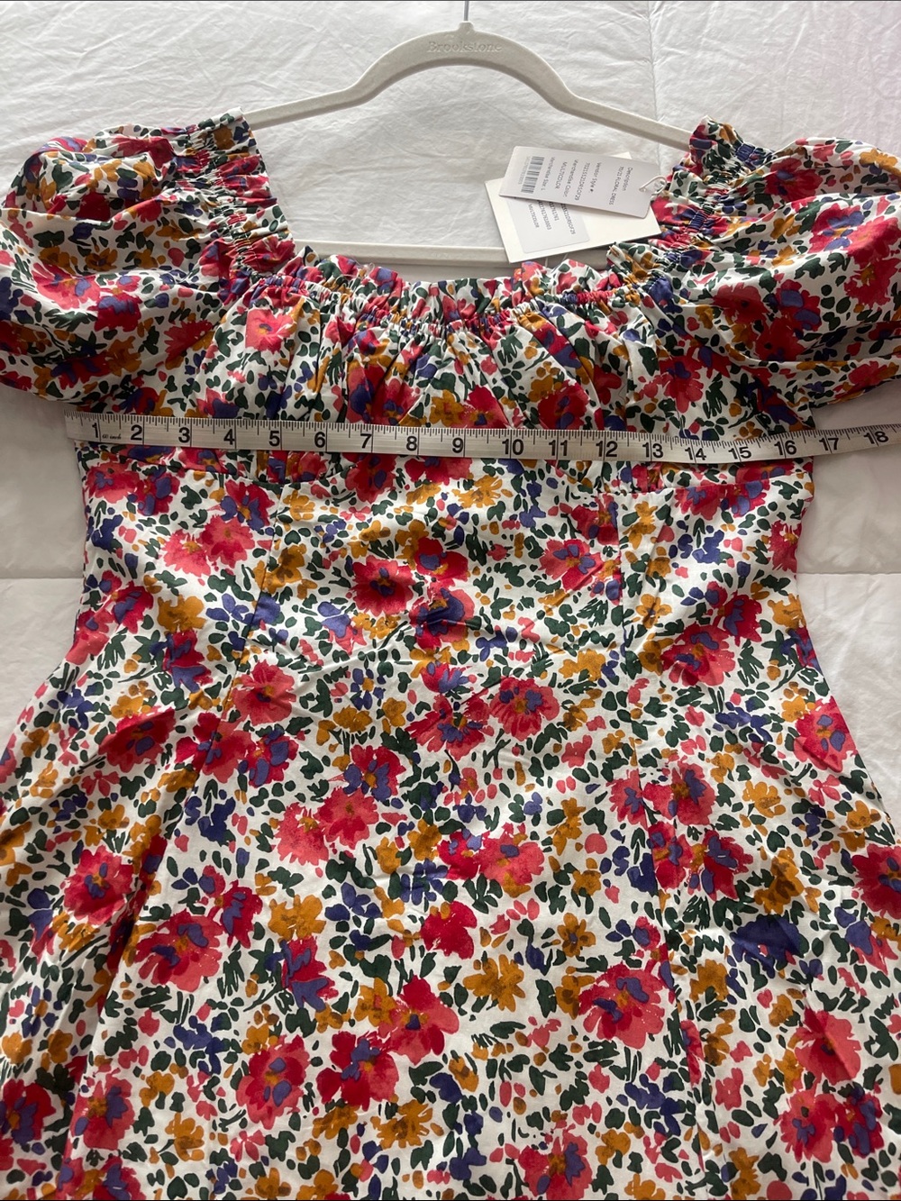 70/21 Floral Puff-Sleeve Mini Dress in Red, Yellow, Blue - Picture 6 of 8